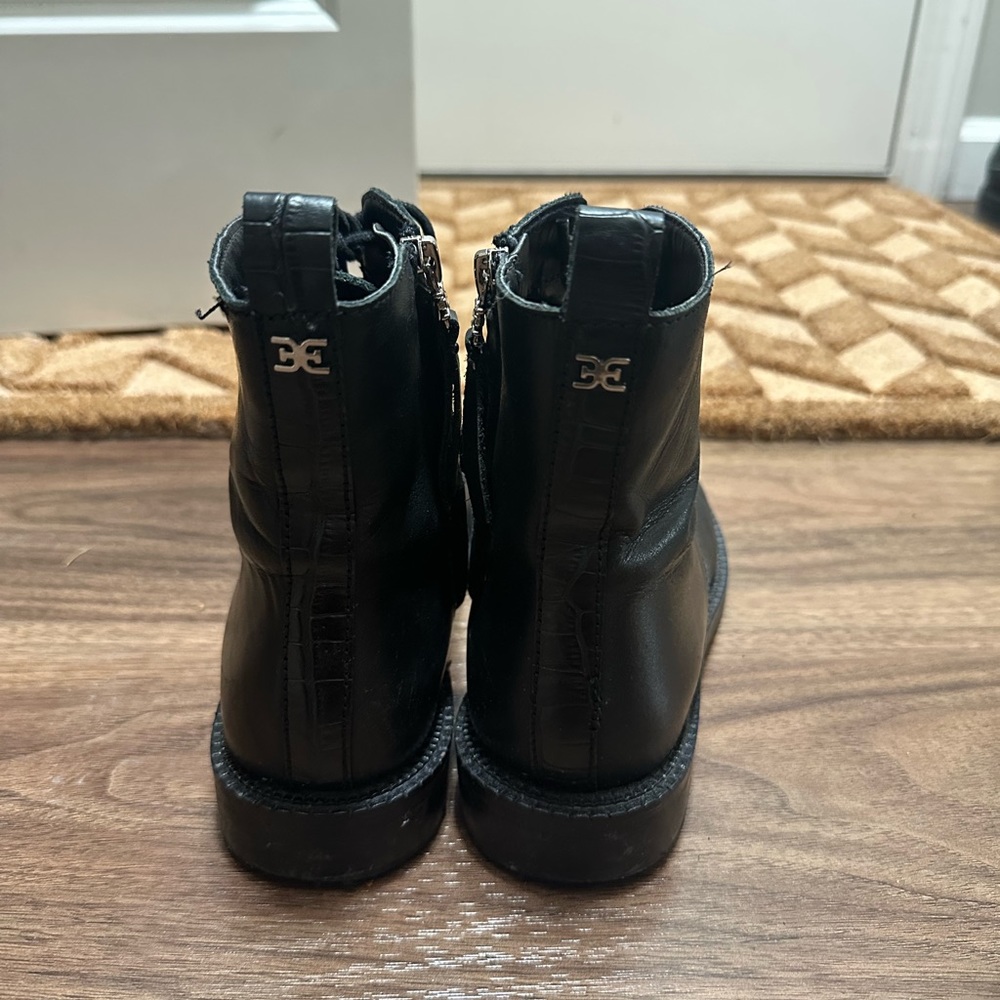 Sam Edelman Black Leather Slim Combat Boots - Picture 2 of 3
